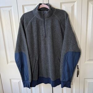 J.Crew Sportsmen Deep Pile Sherpa Fleece 1/4 Zip Pullover Sweatshirt Men Size XL